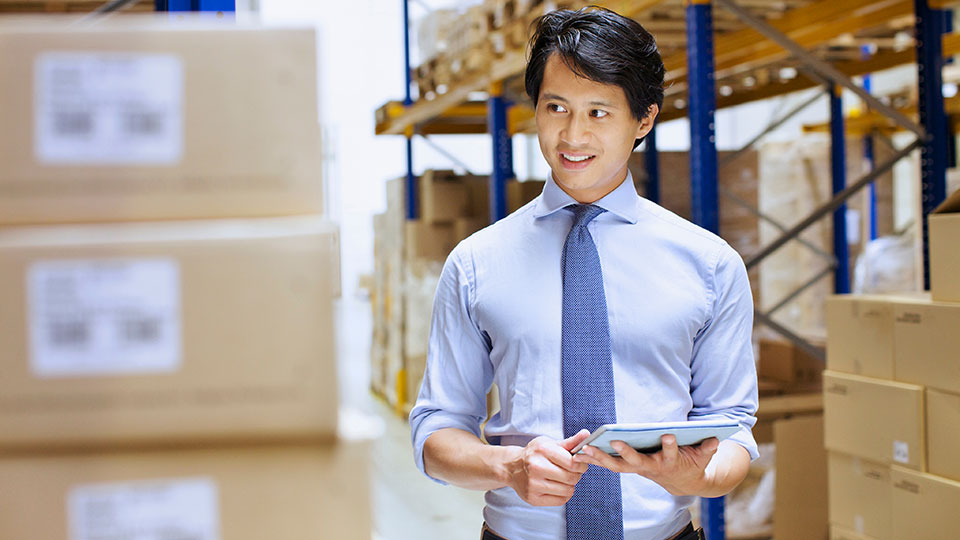 Businessman preparing to ship