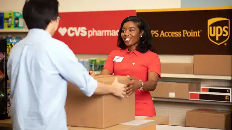 Person at counter in UPS store